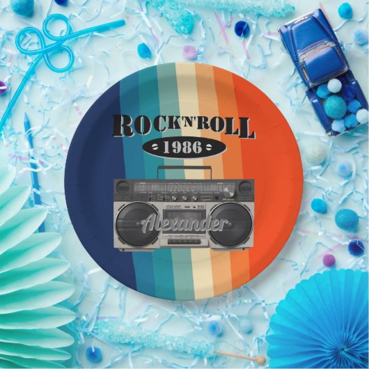 Retro klassiek, boetscapsule, rockmuziek,  papieren bordje (Feest)