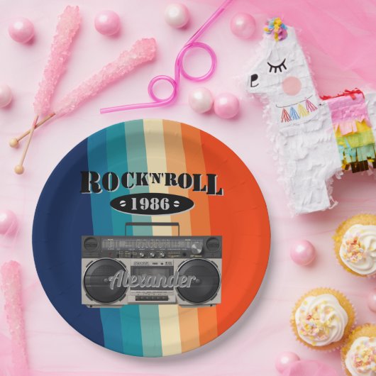 Retro klassiek, boetscapsule, rockmuziek,  papieren bordje (Feest)