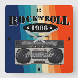 Retro klassiek, boetscapsule, rockmuziek, vierkante klok