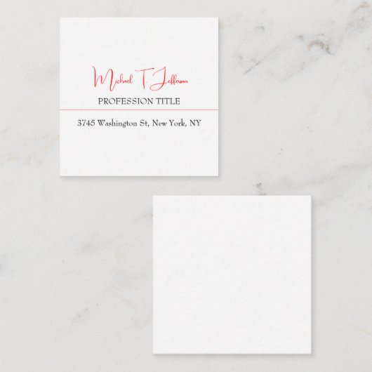 Retro Klassiek Elegant Eenvoudig Rood Wit Informatiekaartje (Voorkant / Achterkant)