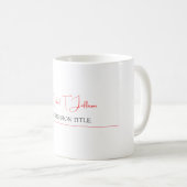 Retro Klassiek Elegant Eenvoudig Rood Wit Koffiemok (Voorkant rechts)