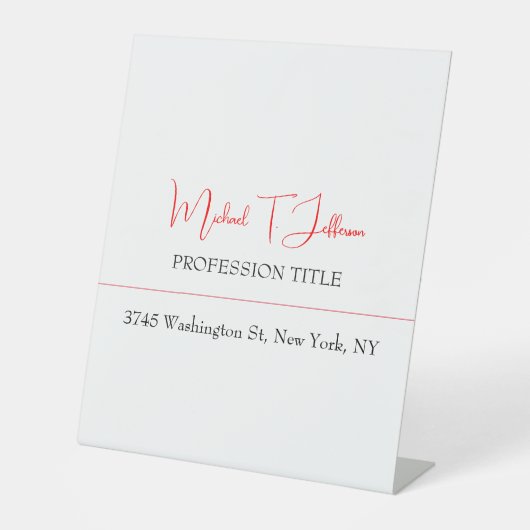 Retro Klassiek Elegant Eenvoudig Rood Wit Reclamebord Met Voetstuk (Voorkant)