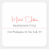 Retro Klassiek Elegant Eenvoudig Rood Wit Vierkante Sticker (Voorkant)