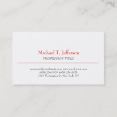 Retro Klassiek Elegant Eenvoudig Rood Wit Visitekaartje (Voorkant)