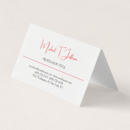 Retro Klassiek Elegant Eenvoudig Rood Wit Visitekaartje