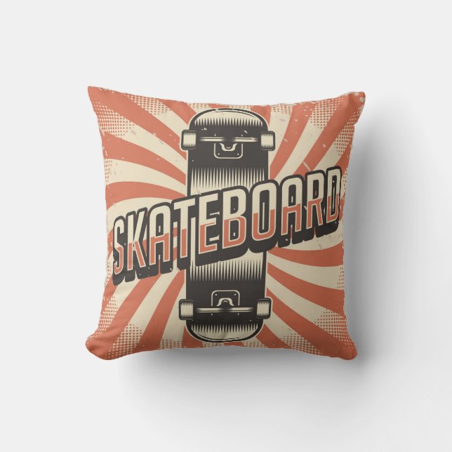 Retro  Klassiek Kronge skateboard oranje Kussen (Voorkant)