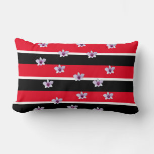 Retro Klassiek Rood Zwart Wit Strepen Bloem Kussen