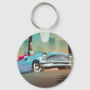Retro Klassieke Auto Canvasprint Sleutelhanger