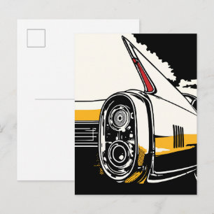 Retro Klassieke Autolampen Pop Art Illustratie Briefkaart