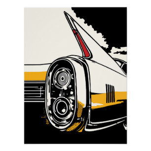 Retro Klassieke Autolampen Pop Art Illustratie Perfect Poster