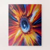 Retro klassieke blauwe rode en oranje kosmische ex legpuzzel (Verticaal)