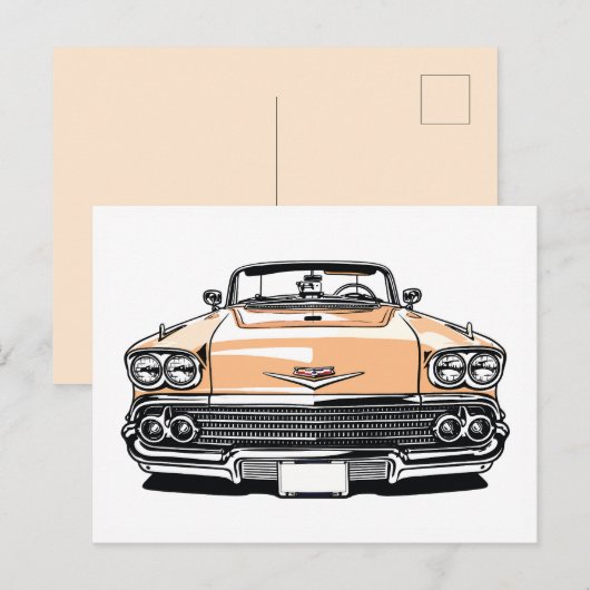 Retro Klassieke Cabriolet Voorkant Pop Art Briefkaart (Voorkant / Achterkant)