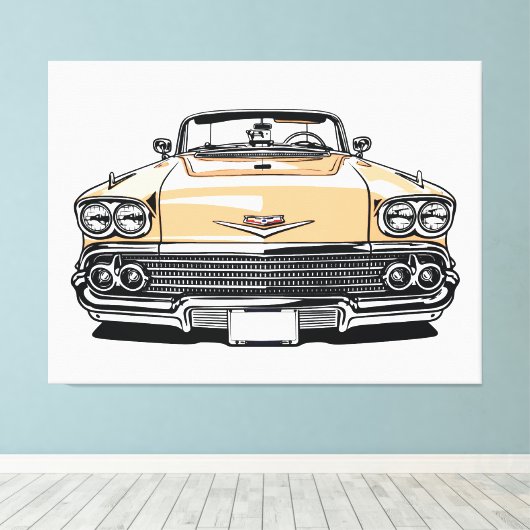 Retro Klassieke Cabriolet Voorkant Pop Art Canvas Afdruk (Insitu (Houten vloer))