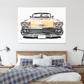 Retro Klassieke Cabriolet Voorkant Pop Art Canvas Afdruk (Insitu (Slaapkamer))