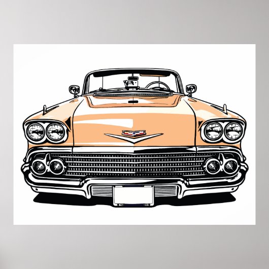 Retro Klassieke Cabriolet Voorkant Pop Art Poster (Voorkant)
