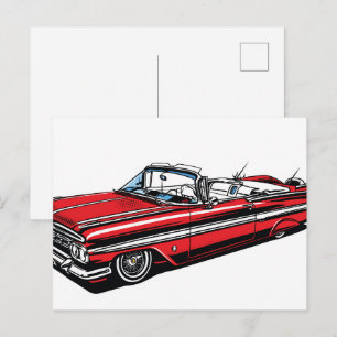 Retro Klassieke Cabriolet Zij Pop Art Briefkaart