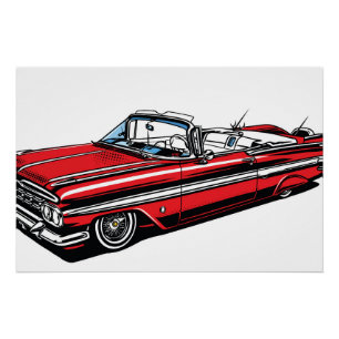 Retro Klassieke Cabriolet Zij Pop Art Perfect Poster