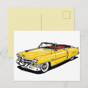 Retro Klassieke Cabriolet Zijde PopArt Briefkaart