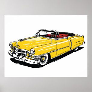 Retro Klassieke Cabriolet Zijde PopArt Poster
