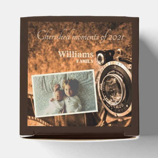  retro klassieke camera rustige familie bedankdoosjes (Bovenkant)