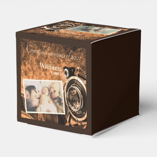  retro klassieke camera rustige familie bedankdoosjes (Achterkant)