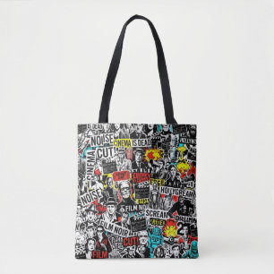 Retro Klassieke Cinema Stickers Collage - Vintage Tote Bag