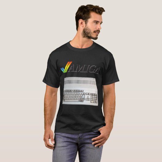  retro klassieke computer Amiga 80s nerd T-shirt (Voorkant volledig)