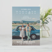 Retro klassieke foto save the date (Staand voorkant)