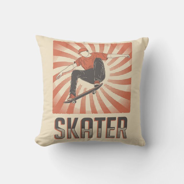 Retro  Klassieke Grange Red Skater Kussen (Voorkant)