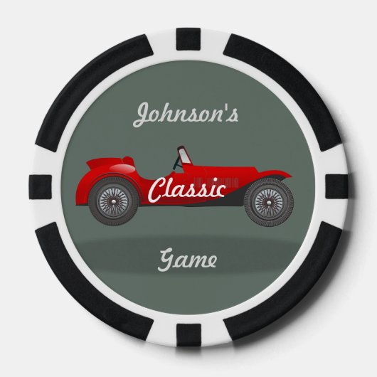 Retro Klassieke Groene Gepersonaliseerde Auto Poker Chips (Voorkant)