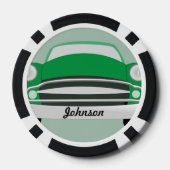 Retro Klassieke Groene Gepersonaliseerde Auto Poker Chips (Achterkant)