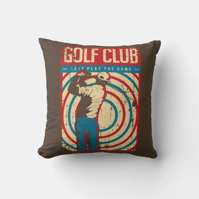 Retro  Klassieke Grunge Brown Golfer Kussen (Voorkant)