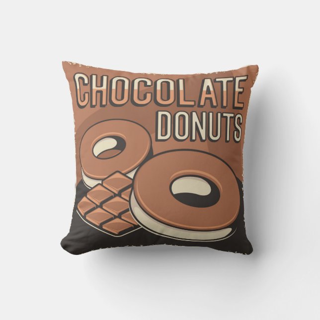 Retro  Klassieke Grunge Chocolade donut Kussen (Voorkant)