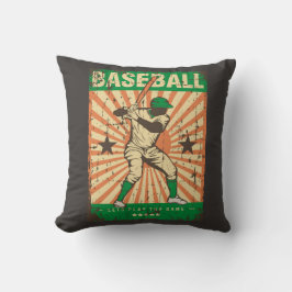 Retro  klassieke Grunge Green Baseball Player Kussen
