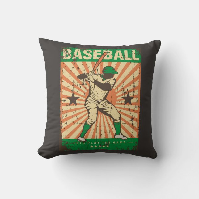 Retro  klassieke Grunge Green Baseball Player Kussen (Voorkant)