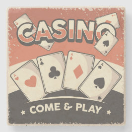 Retro  klassieke Grunge Poker-kaarten Stenen Onderzetter