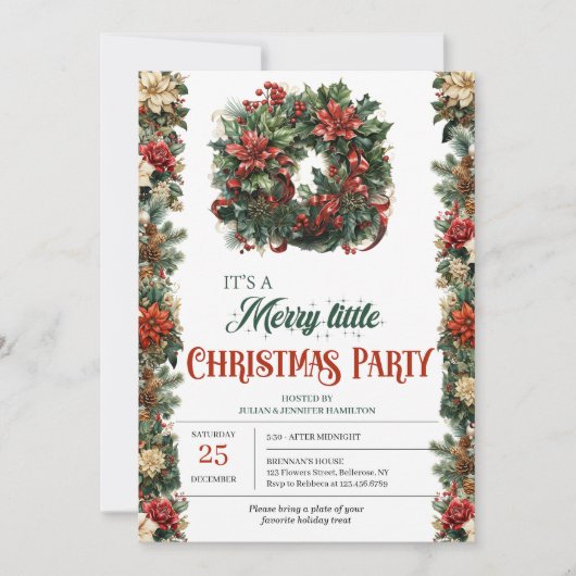  retro klassieke kerstkrans kaart (Voorkant)