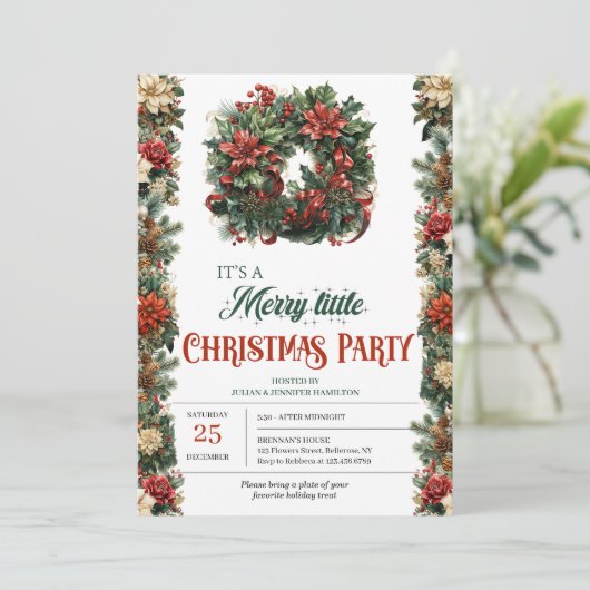  retro klassieke kerstkrans kaart (Staand voorkant)