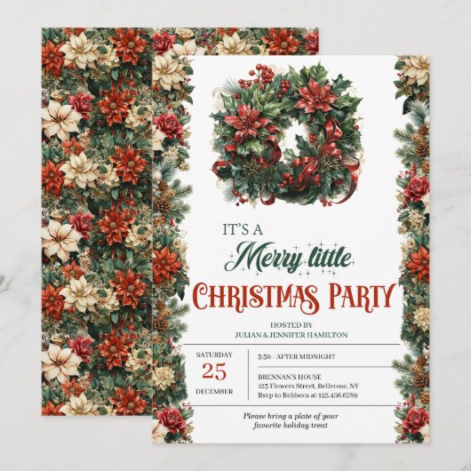  retro klassieke kerstkrans kaart (Voorkant / Achterkant)