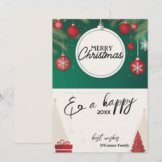 Retro klassieke kerstversieringen Vakantie Kaarten (Voorkant / Achterkant)