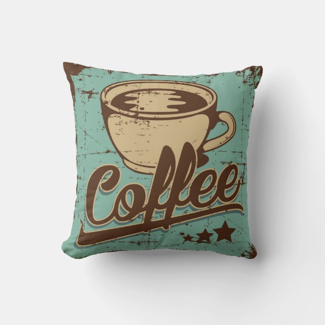 Retro  Klassieke koffie Olive Green Kussen (Voorkant)