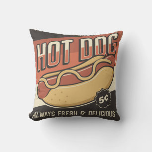 Retro Klassieke kromp Verse hotdog Kussen