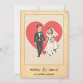  retro klassieke moderne paar komische bruiloft kaart (Voorkant)