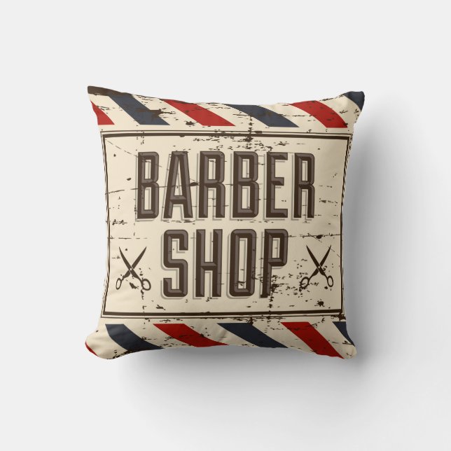 Retro  Klassieke OogvangstBarberwinkel Kussen (Voorkant)