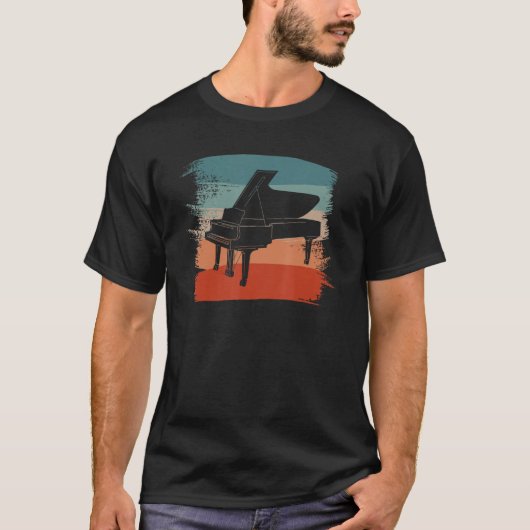 Retro  Klassieke Pianist Piano Instrument T-shirt (Voorkant)