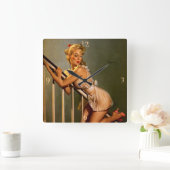  Retro Klassieke pop-up meisje Vierkante Klok (Huis)