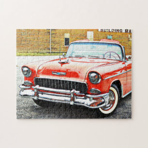 Retro Klassieke Rode Auto Convertible Puzzel