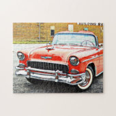 Retro Klassieke Rode Auto Convertible Puzzel Legpuzzel (Horizontaal)