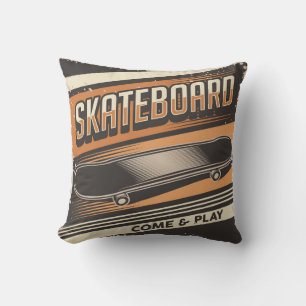 Retro Klassieke skateboard komt spelen Kussen