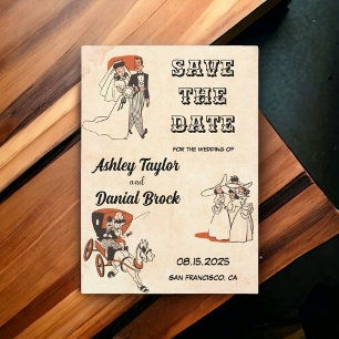 retro klassieke strip Wedding Save the Date Kaart